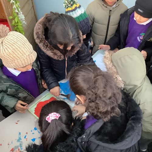 Painting with ice and making ice moulds!