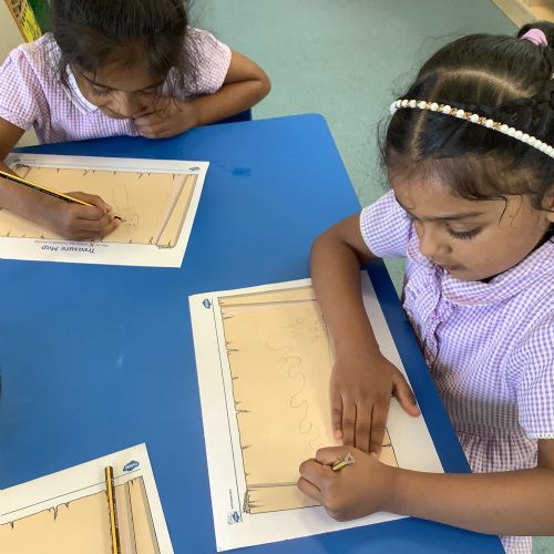 Drawing our own pirate treasure map!