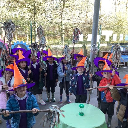 We went broomstick flying today! The children zoomed and swooped  through the field, using their imaginations. What magical fun!
